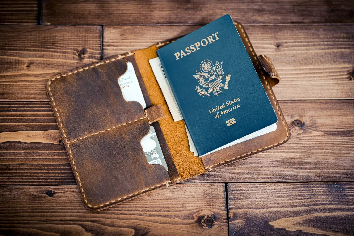 Personalized Handmade Leather Passport Cover & Travel Wallet