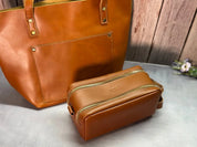 Personalized Leather Dopp Kit & Tote Bag for Women - Legendary Hide