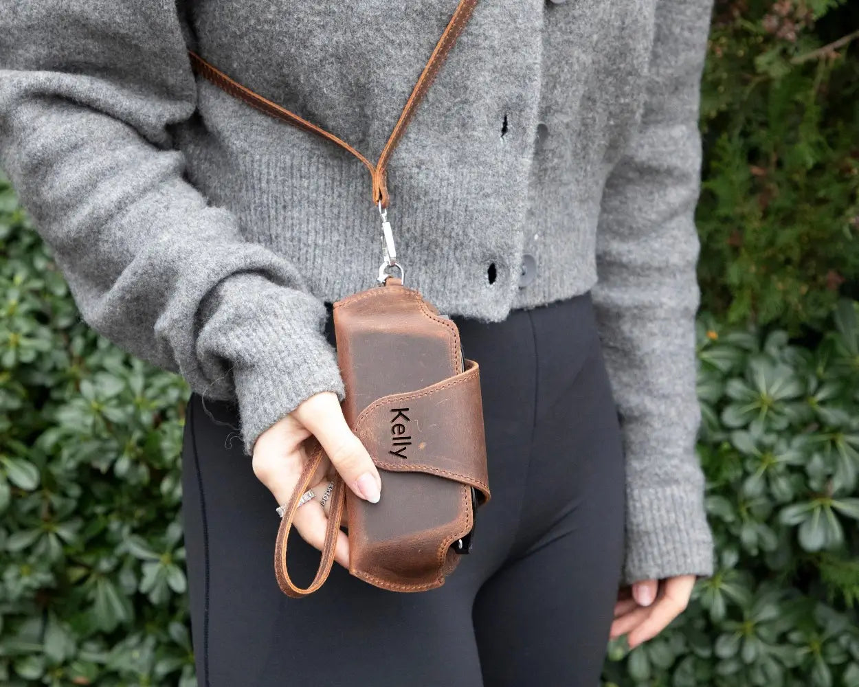 Personalized Leather Eye Glasses Case Crossbody Strap