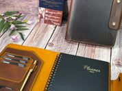 Personalized Leather Planner Cover with Planner & Gold Pen - Legendary-Hide