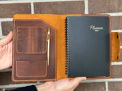 Personalized Leather Planner Cover with Planner & Gold Pen - Legendary Hide