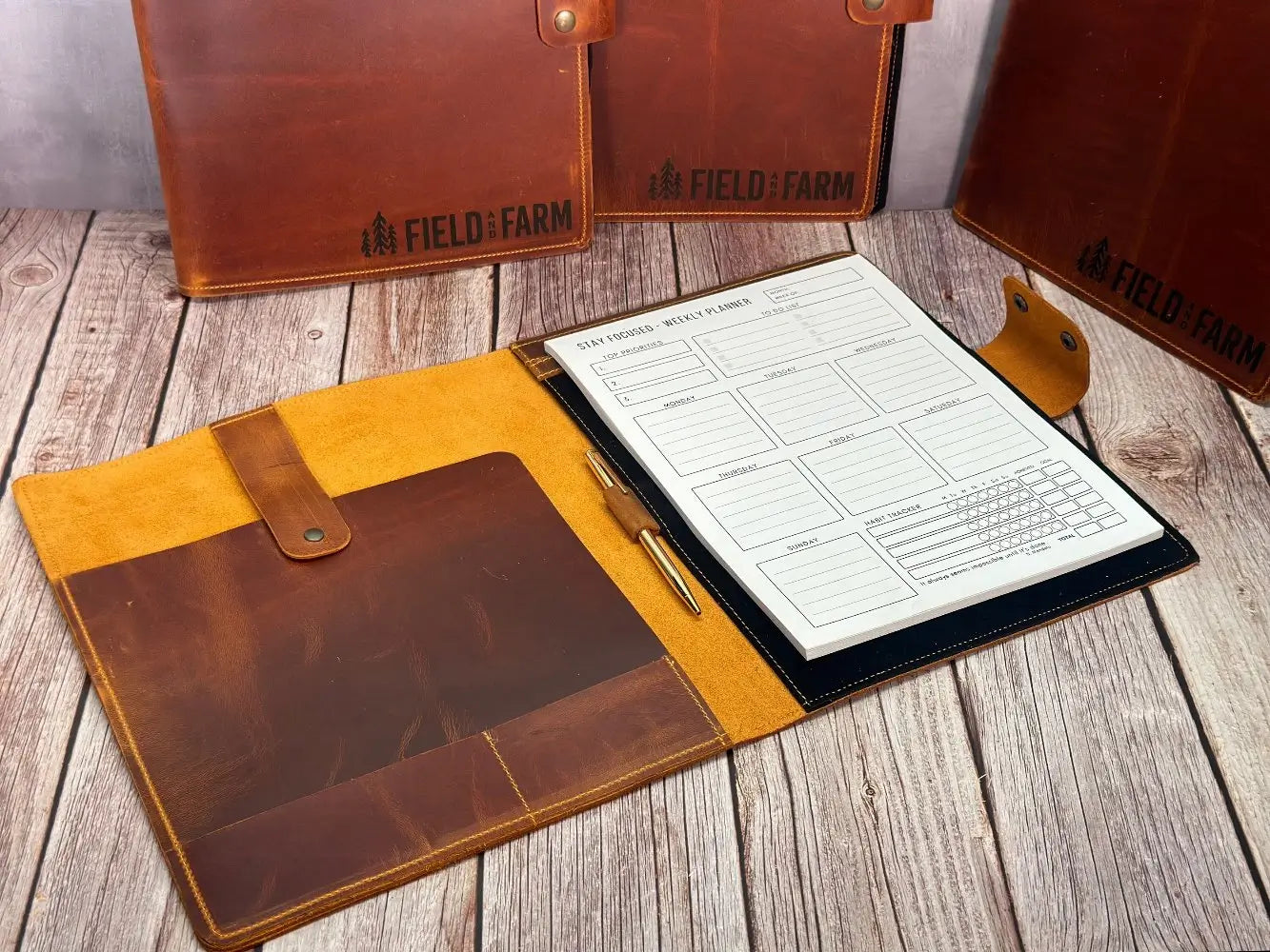 Personalized Leather Portfolio with Notepad & Planner - Legendary Hide