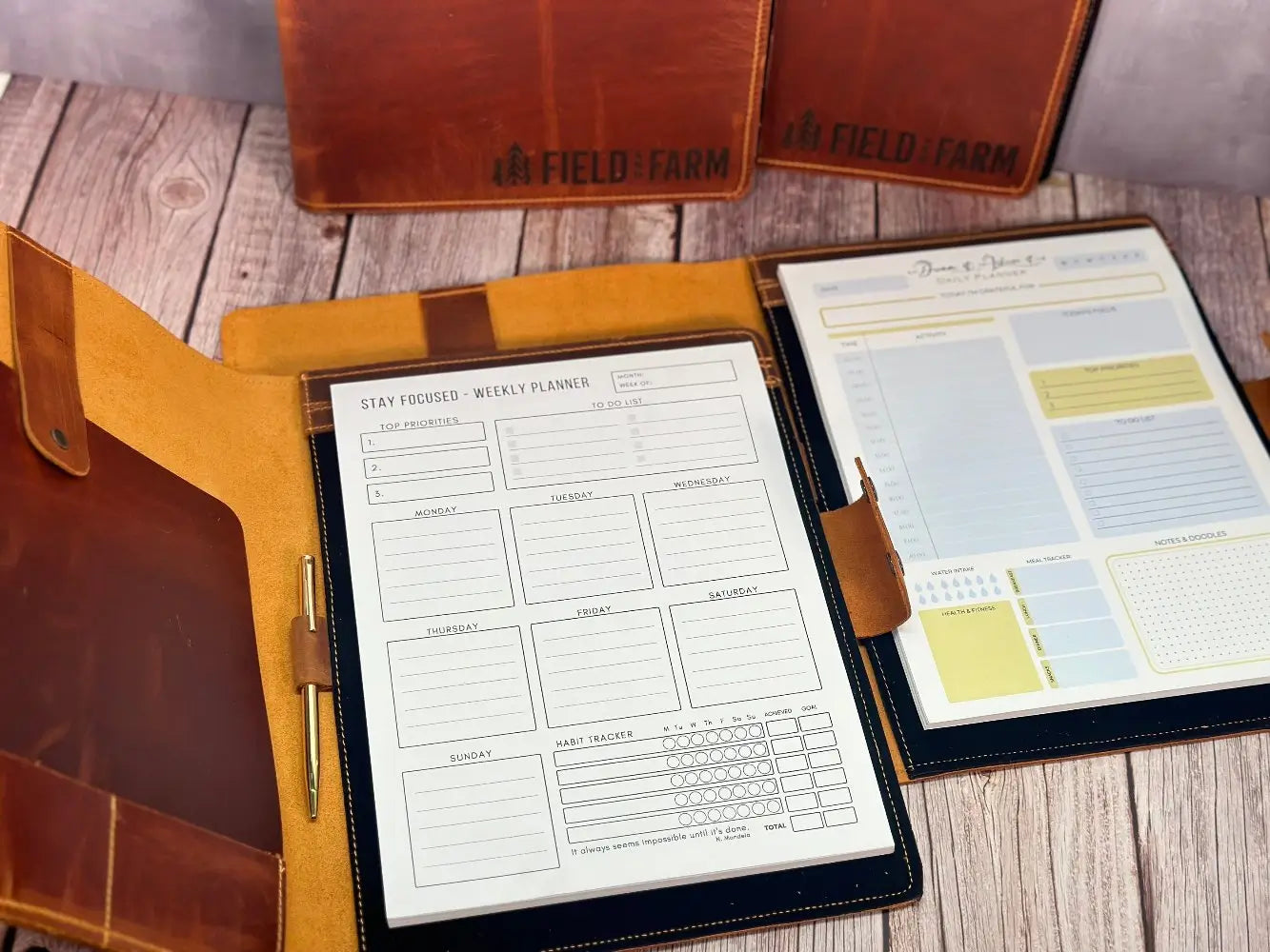 Personalized Leather Portfolio with Notepad & Planner - Legendary Hide