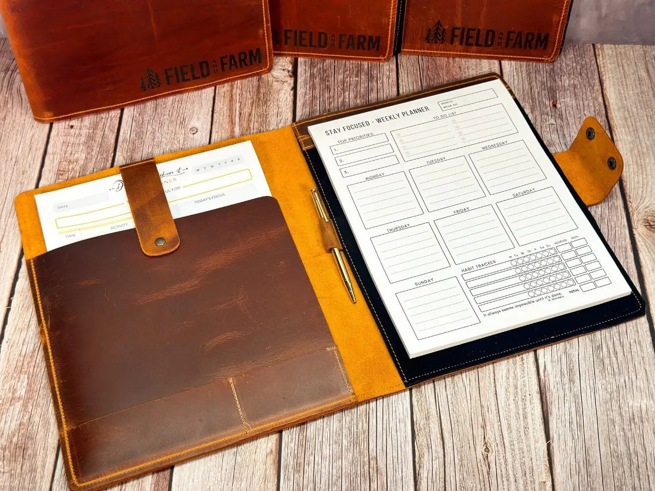 Personalized Leather Portfolio with Notepad & Planner - Legendary Hide