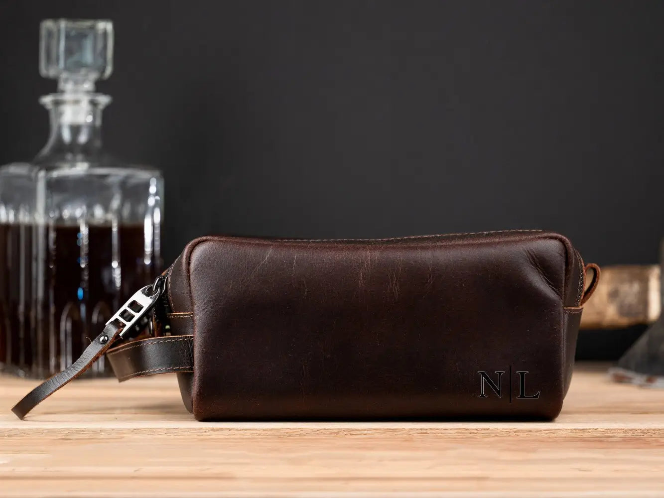 Personalized Leather Toiletry Bag