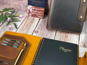 Personalized Refillable A5 Leather Planner with Pen