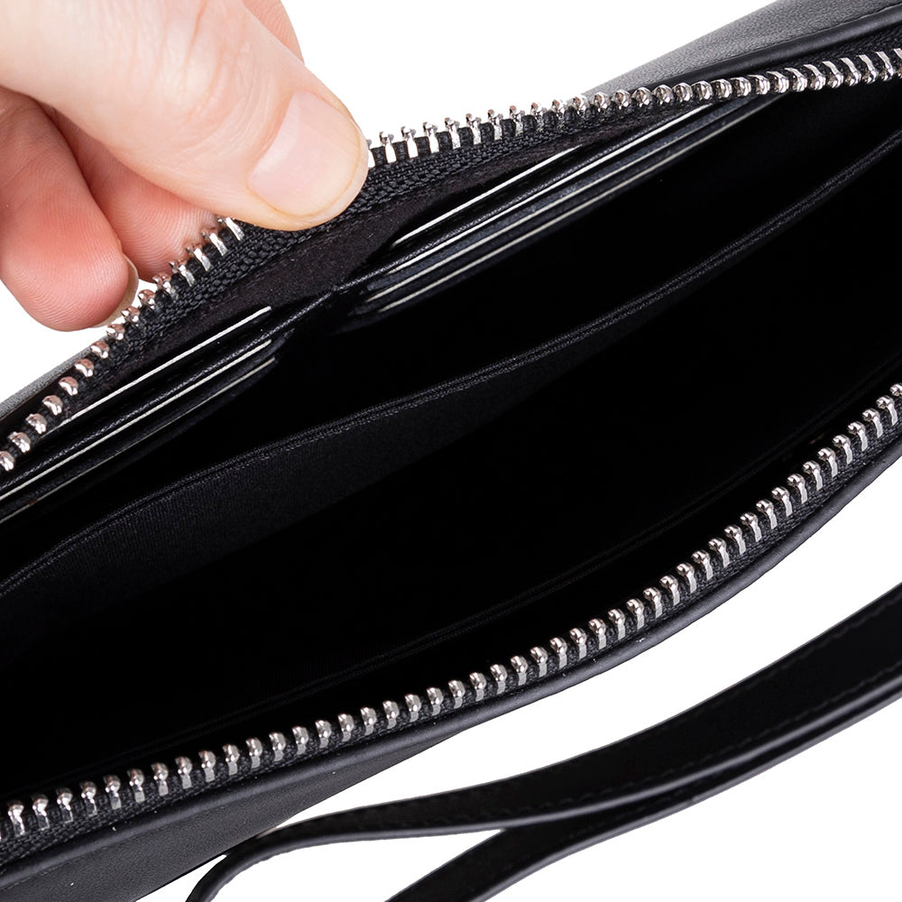 The Nomad Leather Wristlet Clutch – Minimal Zip Wallet & Travel Carry