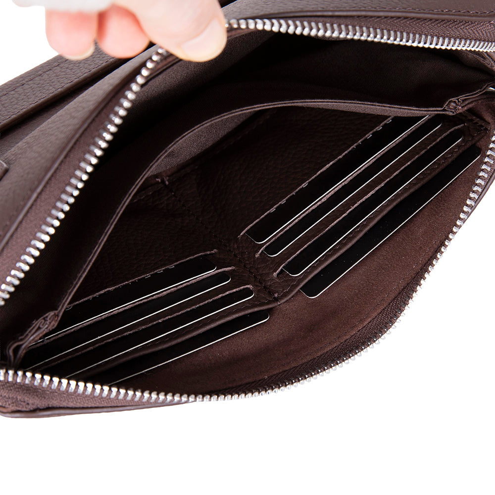 The Nomad Leather Wristlet Clutch – Minimal Zip Wallet & Travel Carry