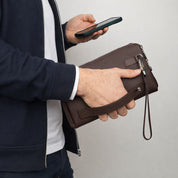 The Nomad Leather Wristlet Clutch – Minimal Zip Wallet & Travel Carry