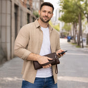 The Nomad Leather Wristlet Clutch – Minimal Zip Wallet & Travel Carry