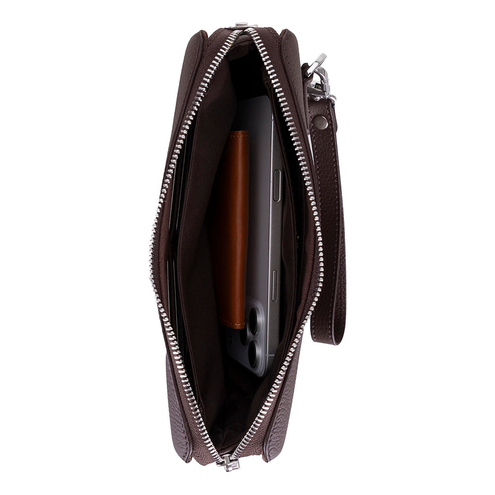 The Nomad Leather Wristlet Clutch – Minimal Zip Wallet & Travel Carry