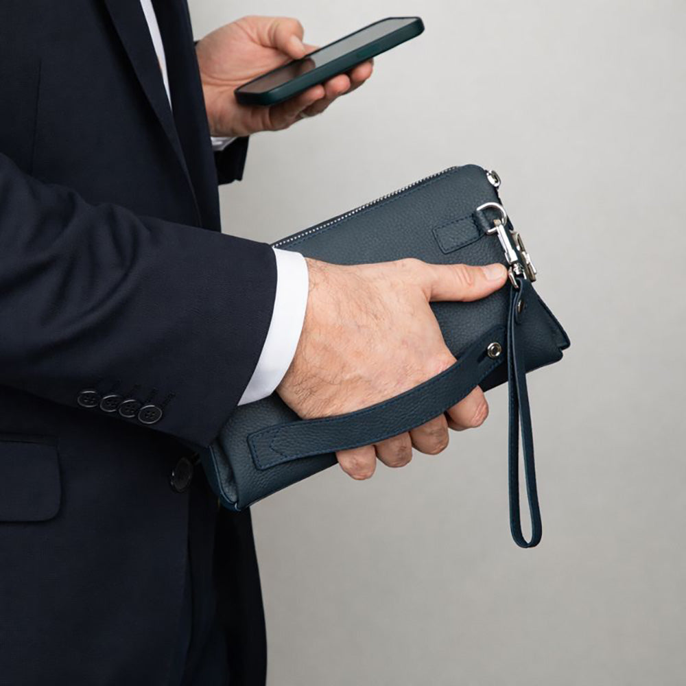 The Nomad Leather Wristlet Clutch – Minimal Zip Wallet & Travel Carry