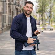 The Nomad Leather Wristlet Clutch – Minimal Zip Wallet & Travel Carry