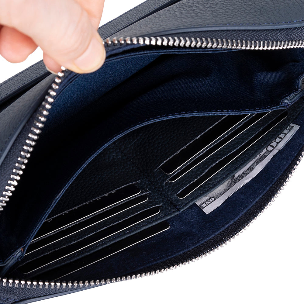 The Nomad Leather Wristlet Clutch – Minimal Zip Wallet & Travel Carry