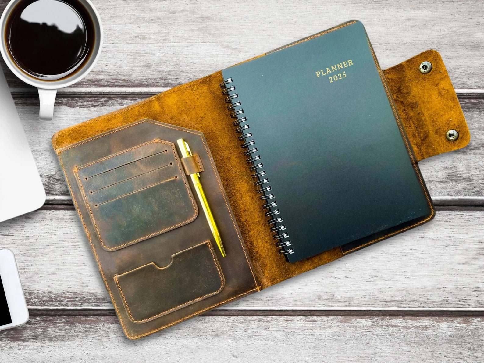 2026 2027 Leather Planner Company Gift Personalized & Refillable Journal Leather Cover Pen