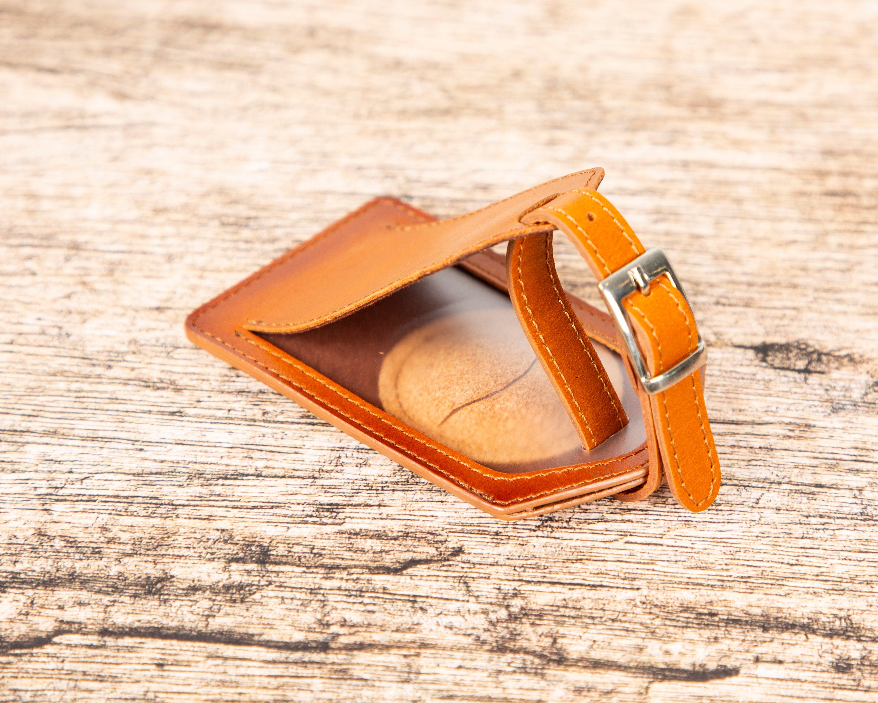 Monogram Leather AirTag Luggage Tag – Premium Personalized Travel ID, Tracker-Ready Gift for Jetsetters & Business Travelers