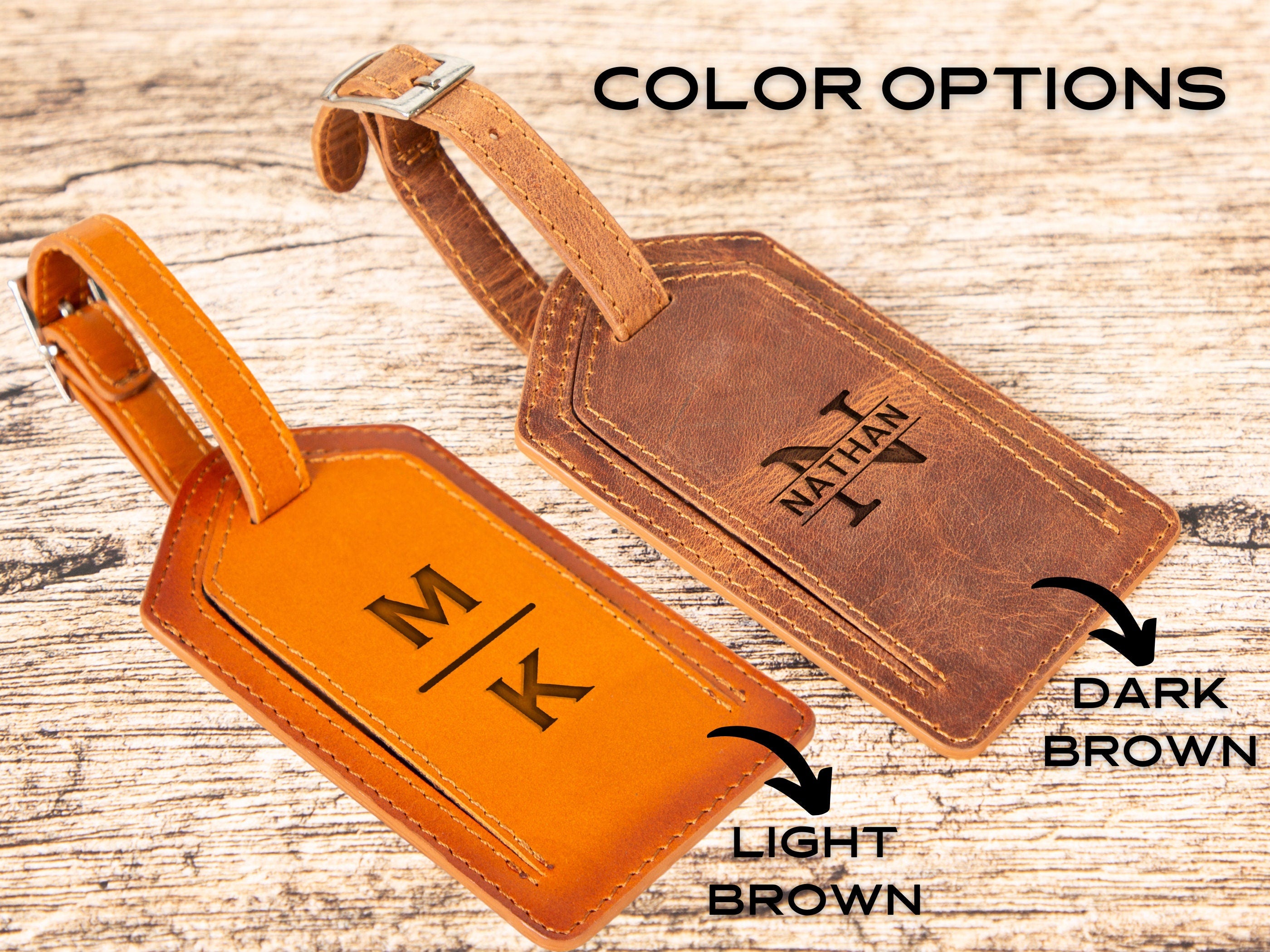 Leather Luggage Tag with Airtag pocket, Personalized luggage tag, Customized Genuine Leather Luggage Tag, Engraved Baggage Tags