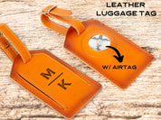Monogram Leather AirTag Luggage Tag – Premium Personalized Travel ID, Tracker-Ready Gift for Jetsetters & Business Travelers