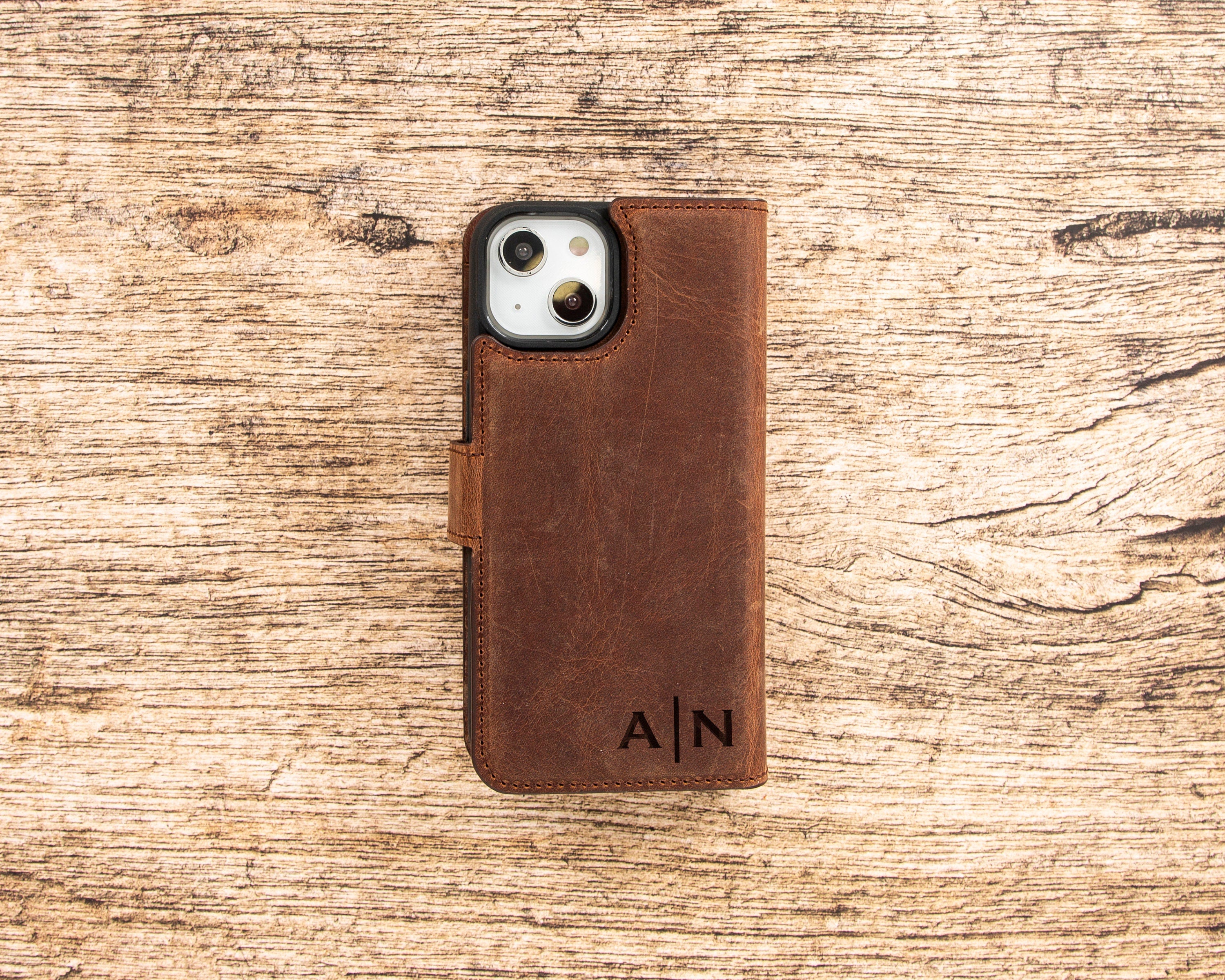 iPhone 16 Pro Max Leather Wallet Case, MagSafe Compatible, Personalized Engraved Folio Cover, Handmade Detachable Phone Case, Travel Wallet