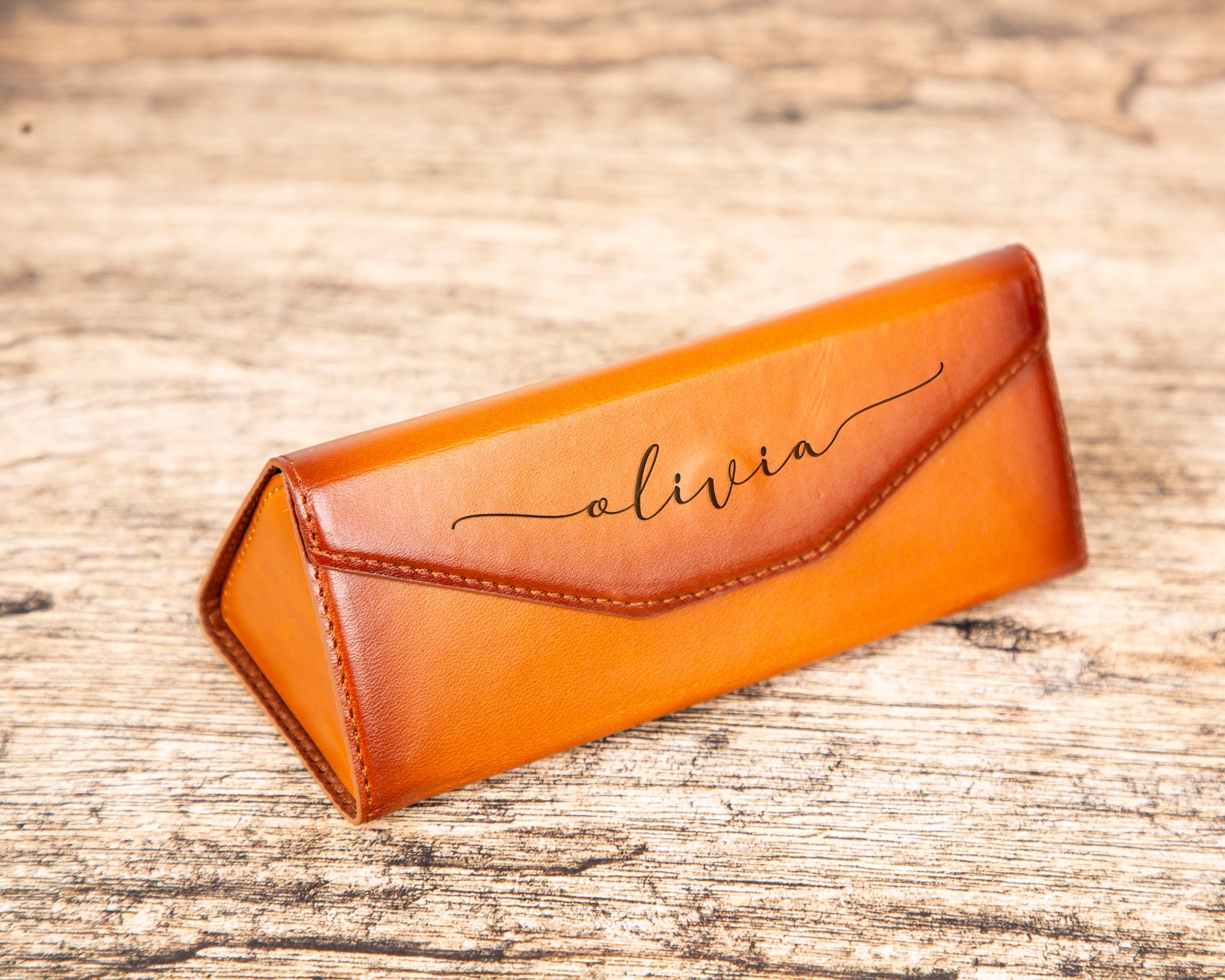 Leather Foldable Glasses Case with Magnetic Closure | Personalized, Full Grain Eyewear Protector | Nomad Leather Sunglasses Sleeve