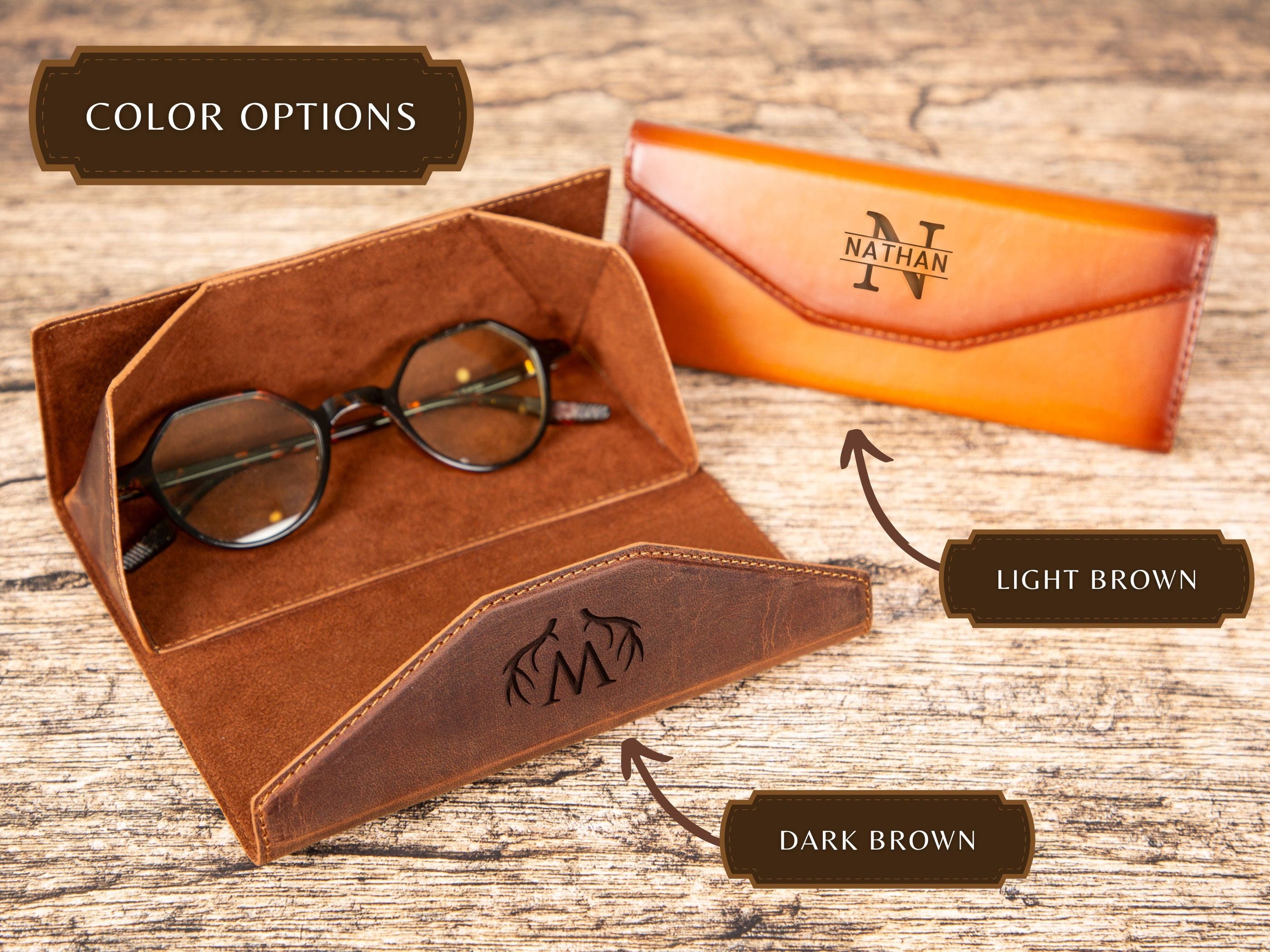 Personalized Leather Glasses Case with Magnetic Clasp, Custom Engraved Gift, Full Grain Leather, Eyeglass Holder, Eyeglasses Gift for Women
