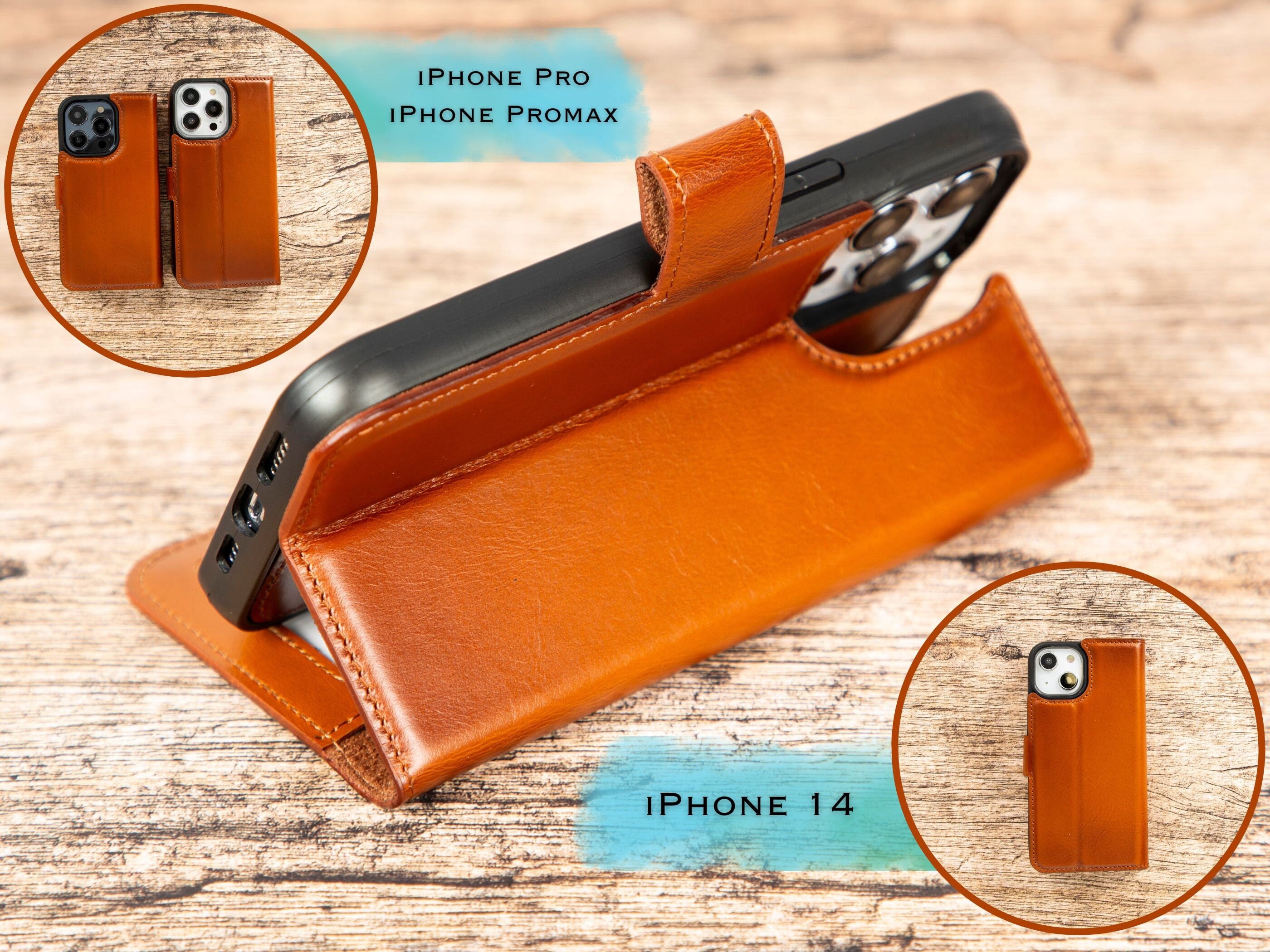 Phone 14 pro max Case, Leather Phone Wallet, MagSafe Compatible Modern Travel Phone Case, iPhone 14, 14 Pro Cover