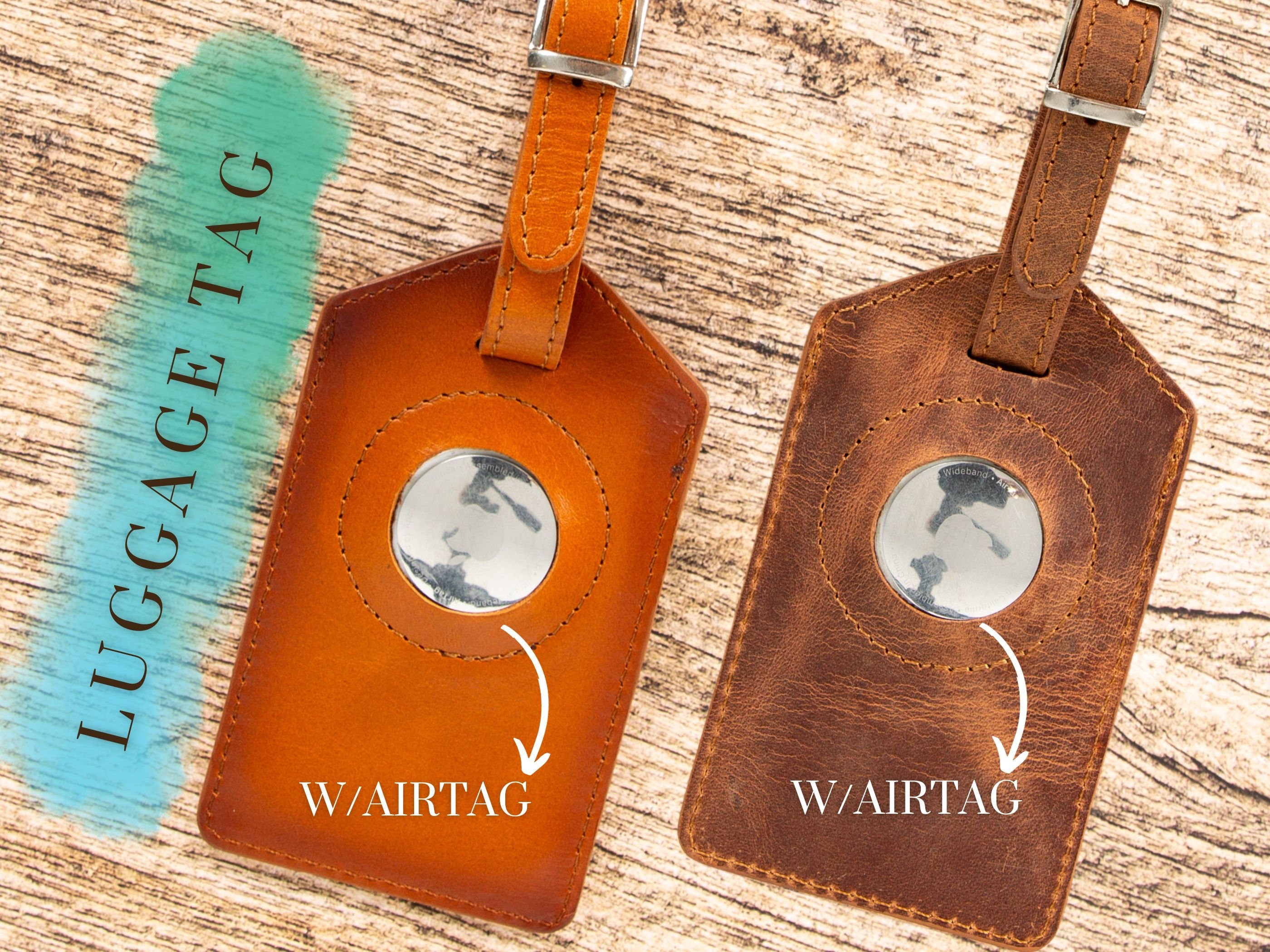 Monogram Leather AirTag Luggage Tag – Premium Personalized Travel ID, Tracker-Ready Gift for Jetsetters & Business Travelers