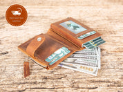 Personalized Pop up Wallet, Leather Wallet with Zipper Pouch, Mechanical Card Holder, Modern Travel Accessory