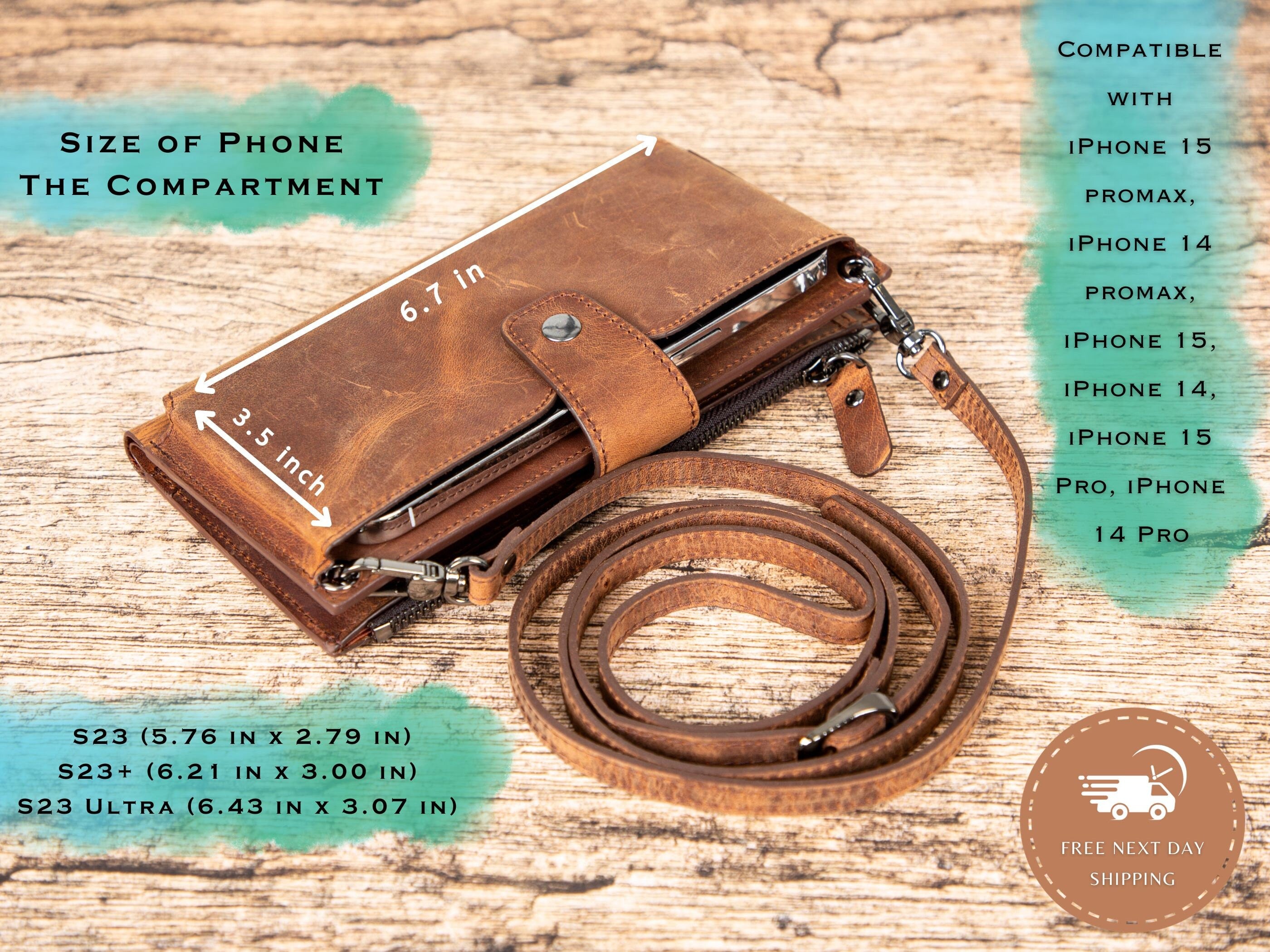 Crossbody Phone Wallet, Chic Leather Wallet for Women with Phone Compartment, Modern Travel Accessory, Leather Bag, Women's Purse,