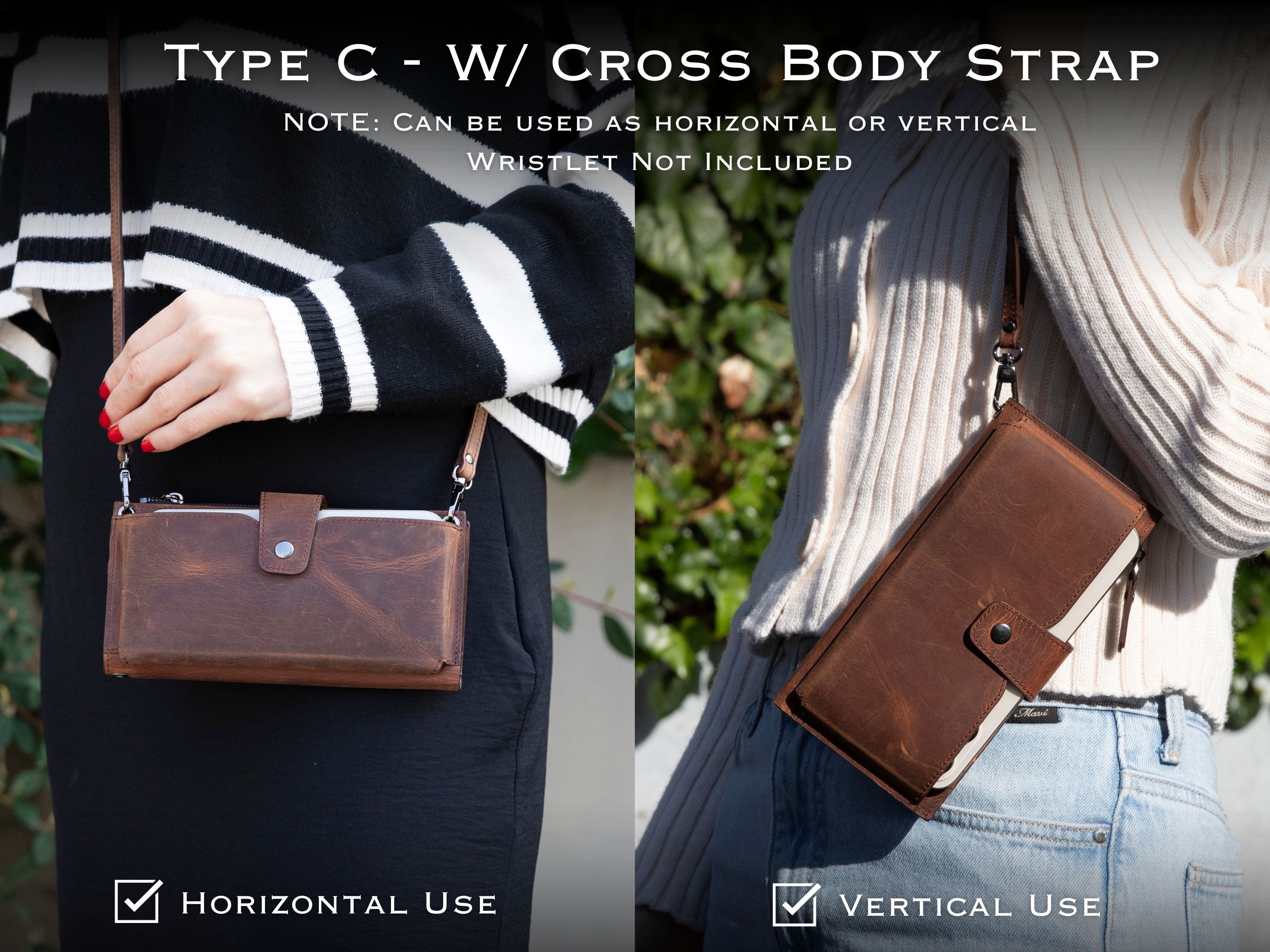 Leather Wallet with Phone Compartment, Modern Travel Accessory, Crossbody Phone Wallet, Leather Bag, Women's Purse