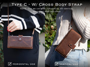 Leather Wallet with Phone Compartment, Modern Travel Accessory, Crossbody Phone Wallet, Leather Bag, Women's Purse