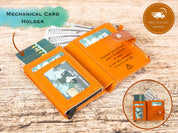 Personalized Pop up Wallet, Leather Wallet with Zipper Pouch, Mechanical Card Holder, Modern Travel Accessory