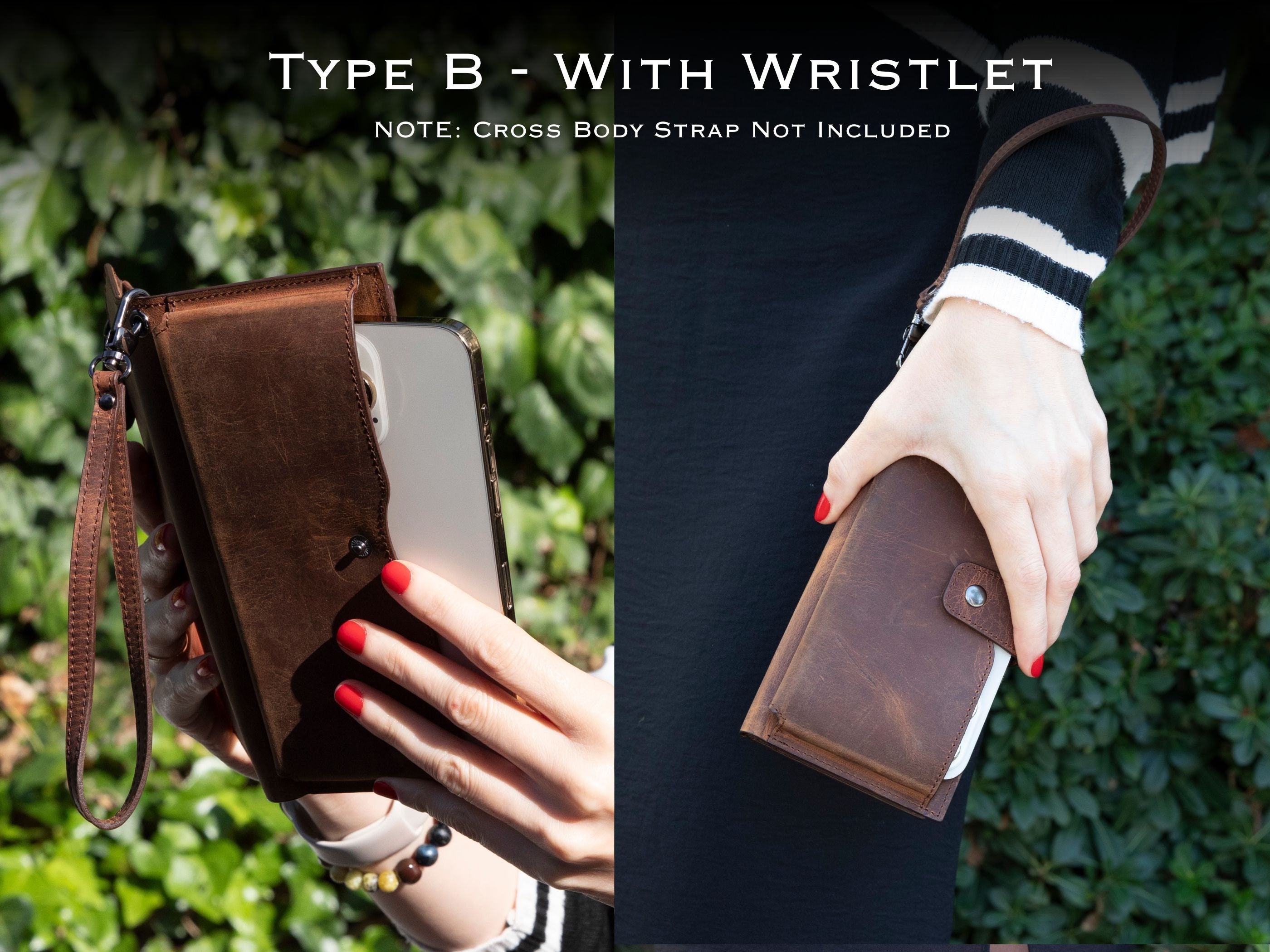 Leather Wallet with Phone Compartment, Modern Travel Accessory, Crossbody Phone Wallet, Leather Bag, Women's Purse