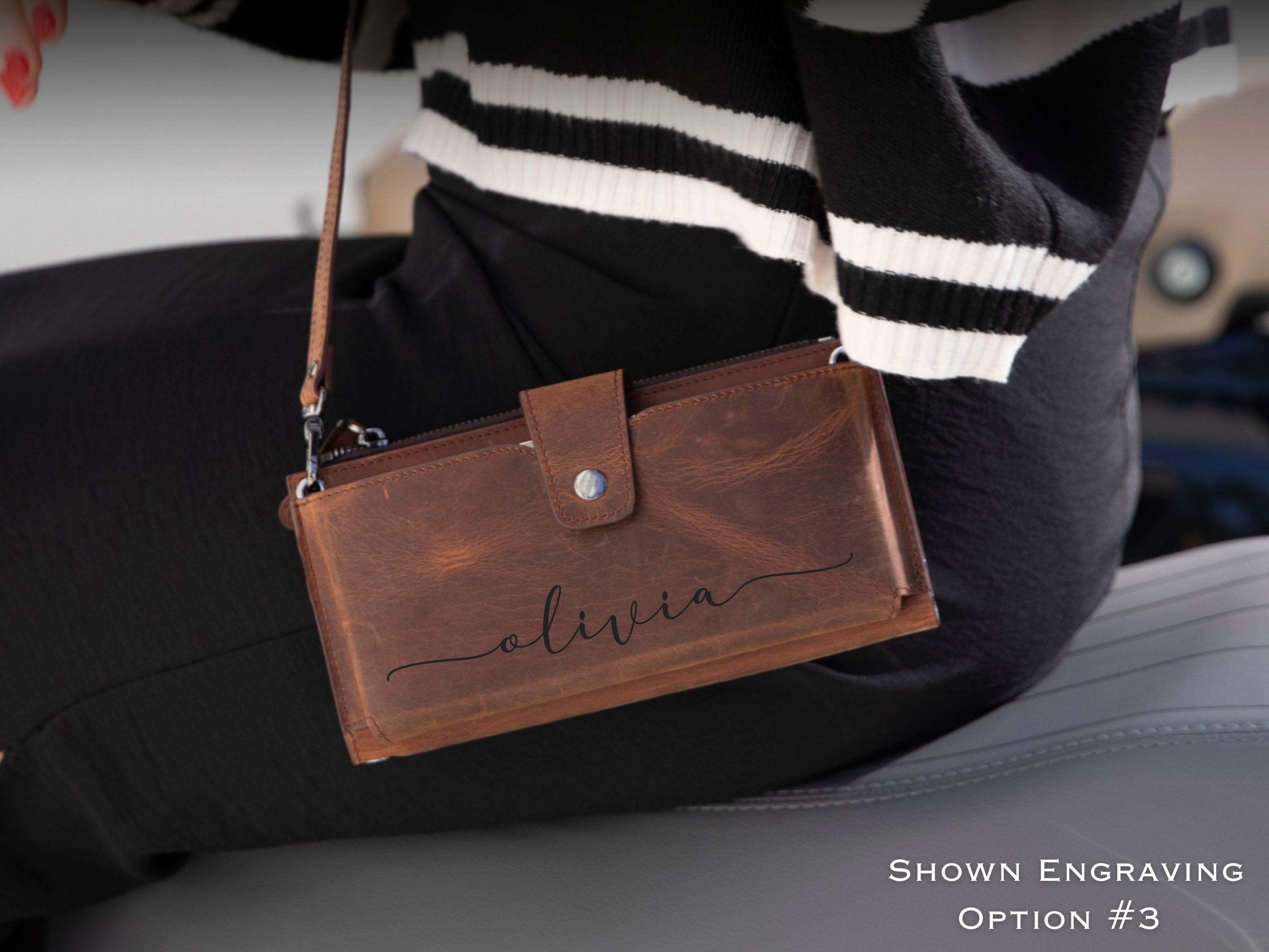 Wristlet Phone Wallet | Leather Wallet with Phone Compartment, Modern Travel Accessory, Crossbody Phone Wallet, Leather Bag, Women's Purse