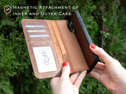 iPhone 16 Pro Leather Cover, 16 Pro Max Case, Leather Phone Wallet, MagSafe Compatible Modern Travel Phone Case