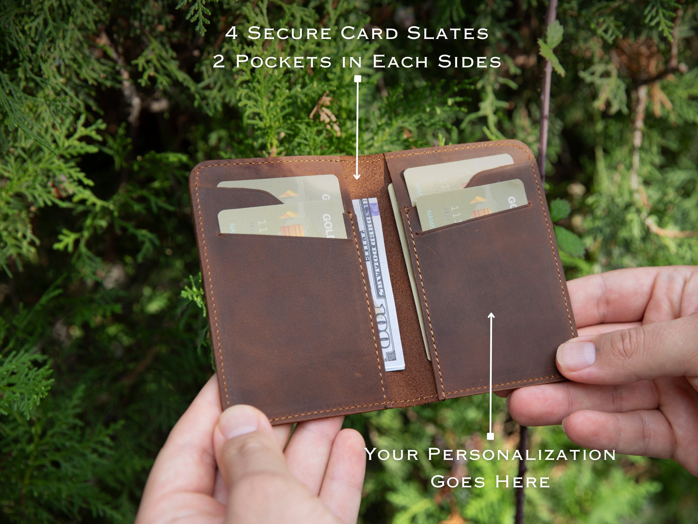 Personalized Ultra Slim Wallet, Small Front Pocket Card Holder, Leather Wallet with Minimalist Design, Modern Travel Accessory