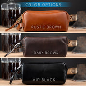 Groomsmen Gift – Personalized Leather Dopp Kit, Custom Toiletry Bag for Men, Top Grain Leather Travel Bag, Best Man Gift