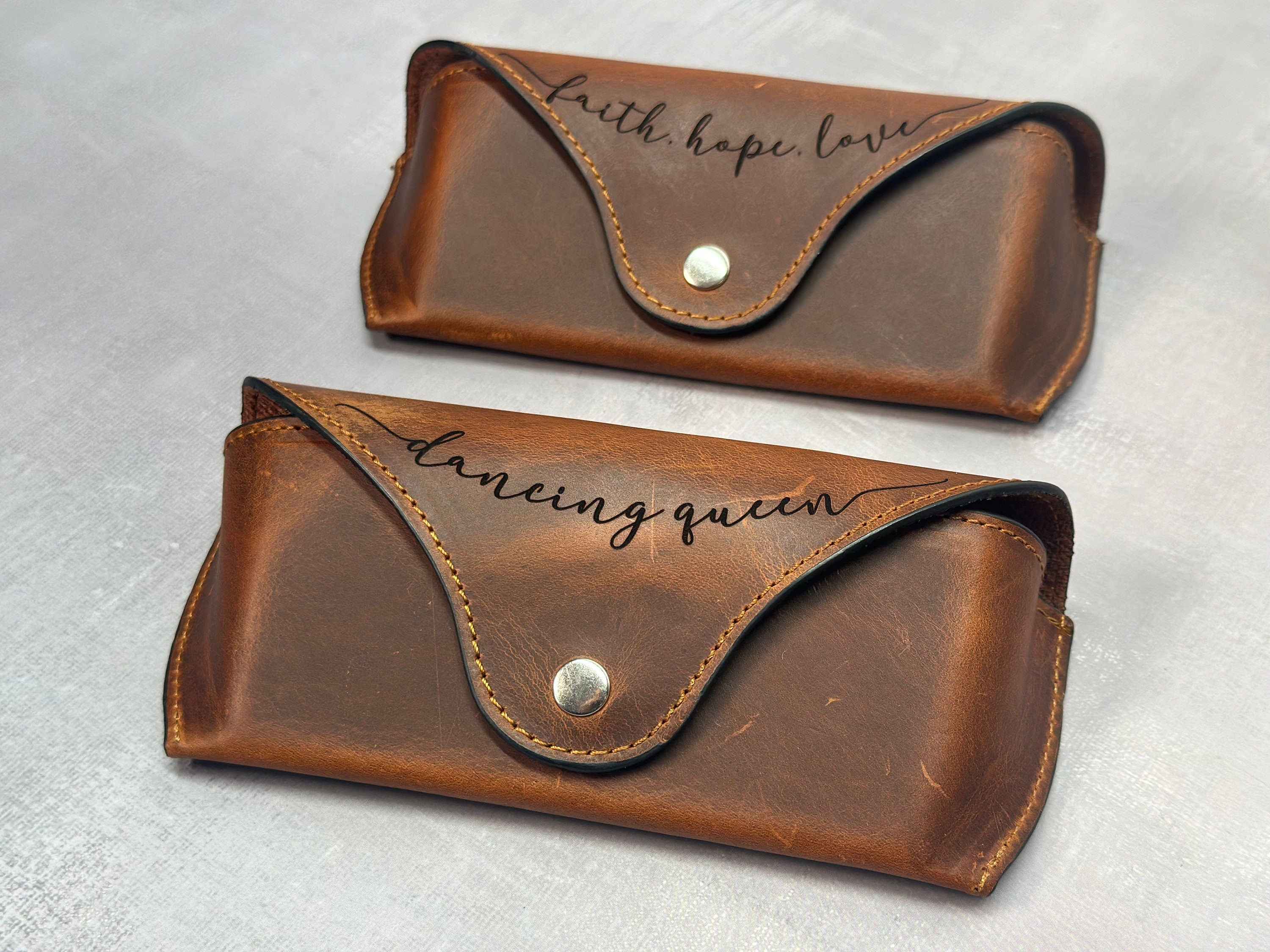 Leather Pouch for Glasses Case Personalized Eyeglass Holder for Gift Leather Goods Glasses Holder Full Grain Leather Reinforced Glasses Case