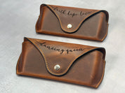 Personalized Full Grain Leather Glasses Case | Eyewear Protector with Snap Closure | Sunglasses Sleeve