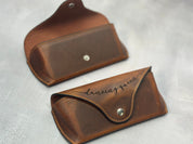 Leather Glasses Case with Snap Closure | Personalized, Full Grain Eyewear Protector | Nomad Leather Sunglasses Sleeve