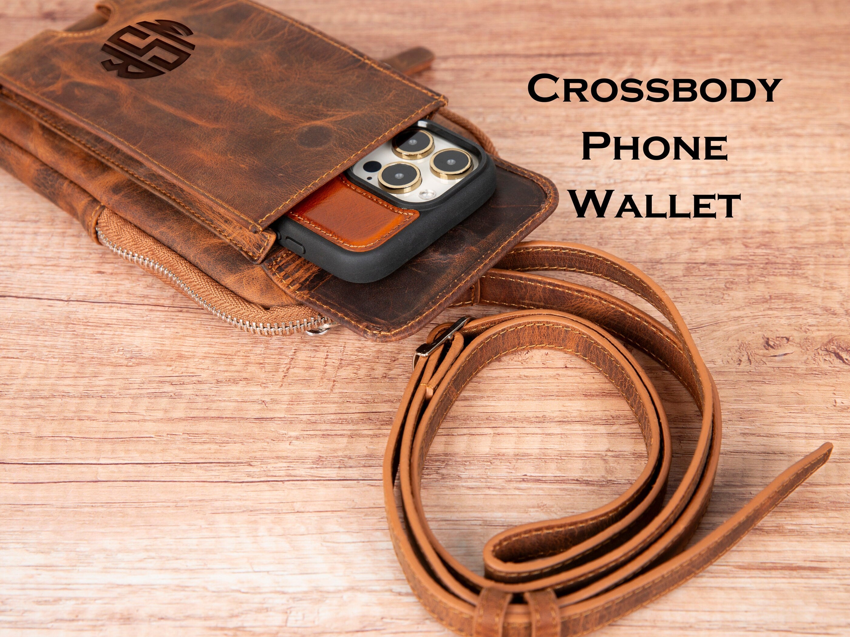 Crossbody Phone Case | Unisex Phone Wallet for Screen Size 6.5" | Leather Wallet with large size phone pocket