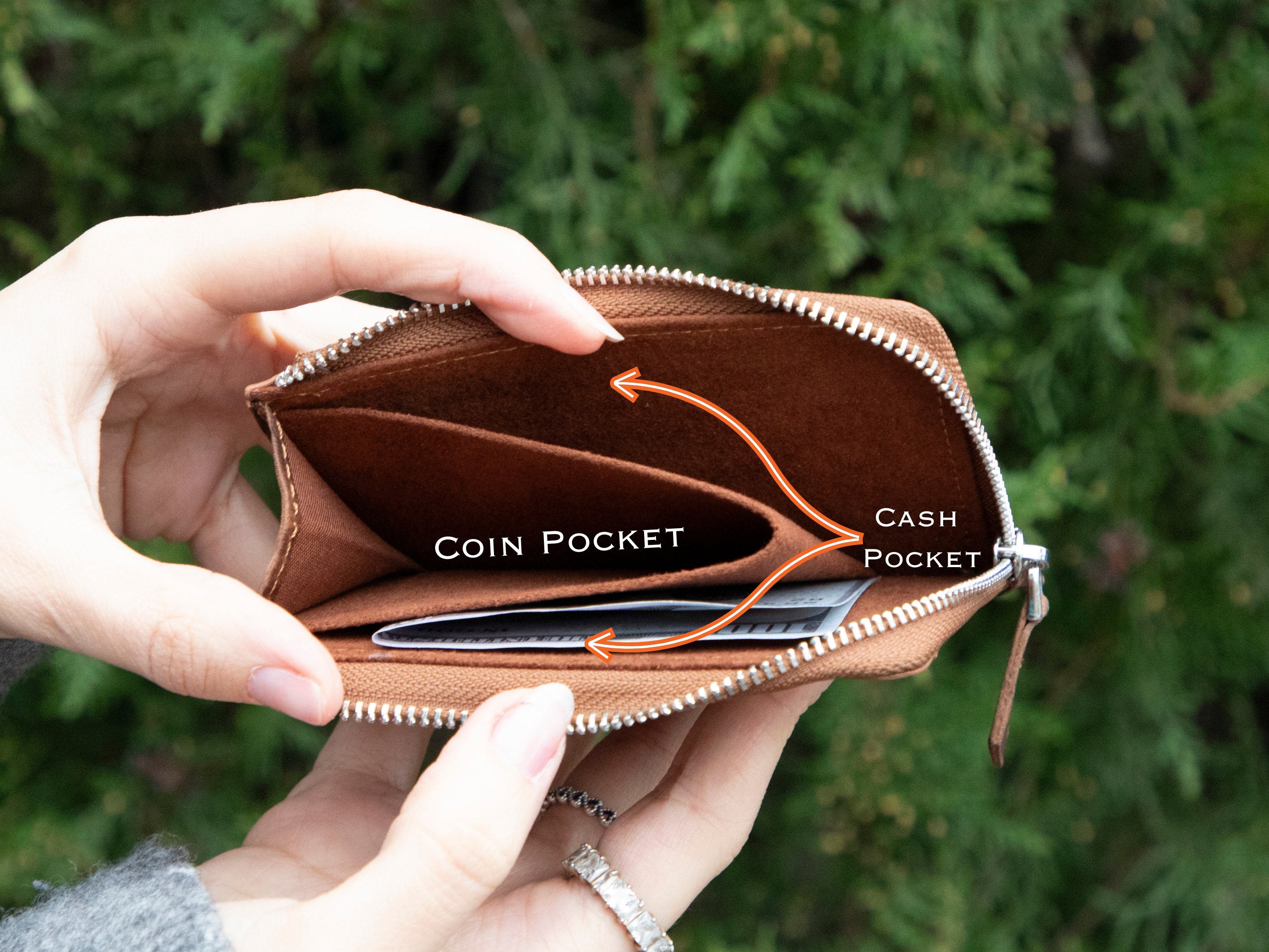 Personalized Wallet, Leather Wallet with Zipper Pouch, Everyday Wallet, Modern Travel Accessory
