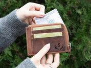 Personalized Wallet, Leather Wallet with Zipper Pouch, Everyday Wallet, Modern Travel Accessory