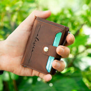 The Globetrotter Leather Wallet, Modern Travel Accessory for Women Mechanical Card Holder, Gift for Her