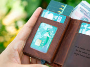Personalized Mens Wallet, Leather Wallet with Zipper Pouch, Mechanical Card Holder, Modern Travel Accessory