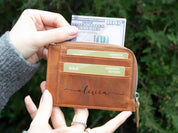 Personalized Wallet, Leather Wallet with Zipper Pouch, Everyday Wallet, Modern Travel Accessory