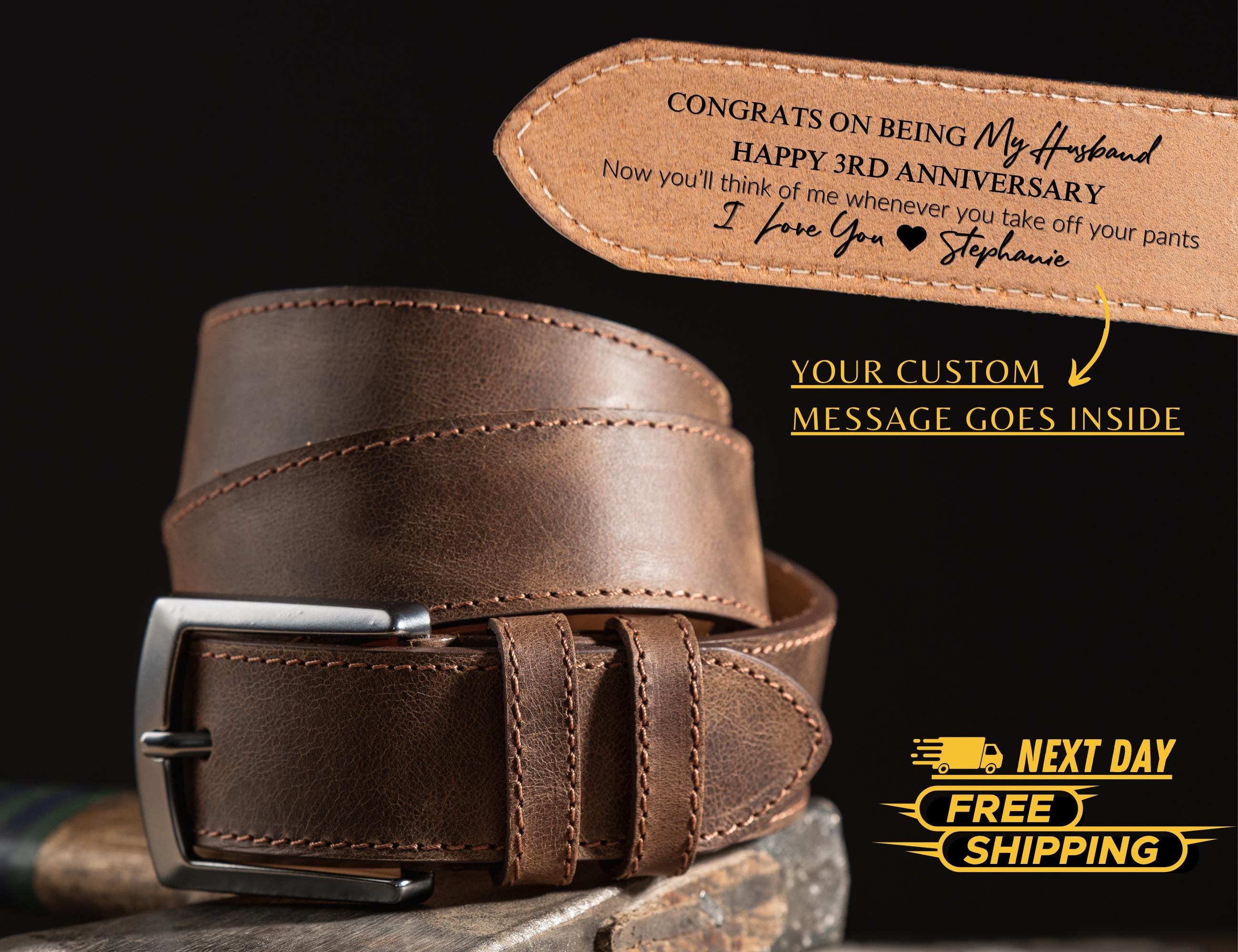 Personalized Leather Belt Anniversary Handcrafted Custom Belt Him
