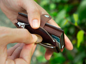 Personalized Mens Wallet, Leather Wallet with Zipper Pouch, Mechanical Card Holder, Modern Travel Accessory
