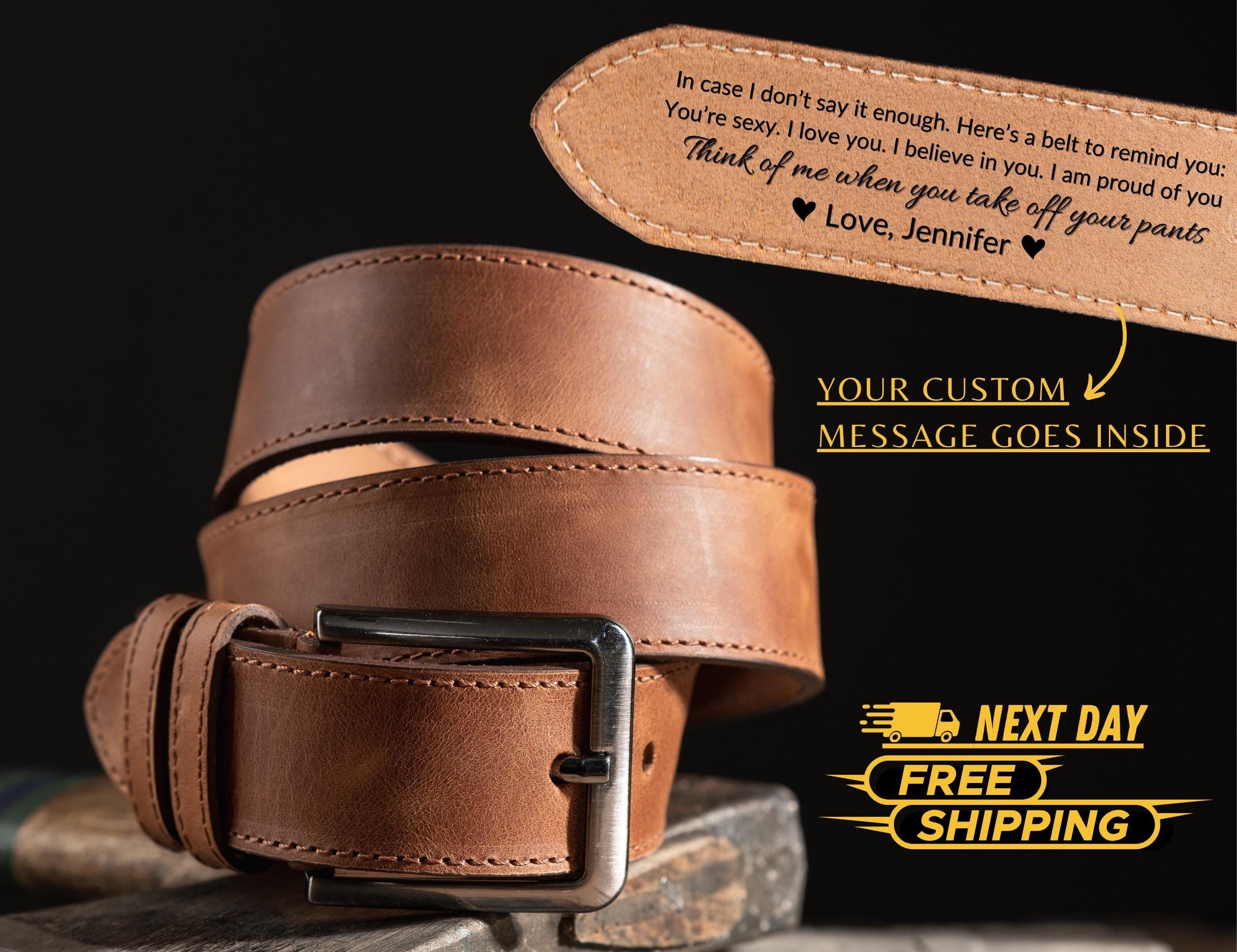 Custom Leather Belt Him Valentines Gift Boyfriend Unique Gift Husband