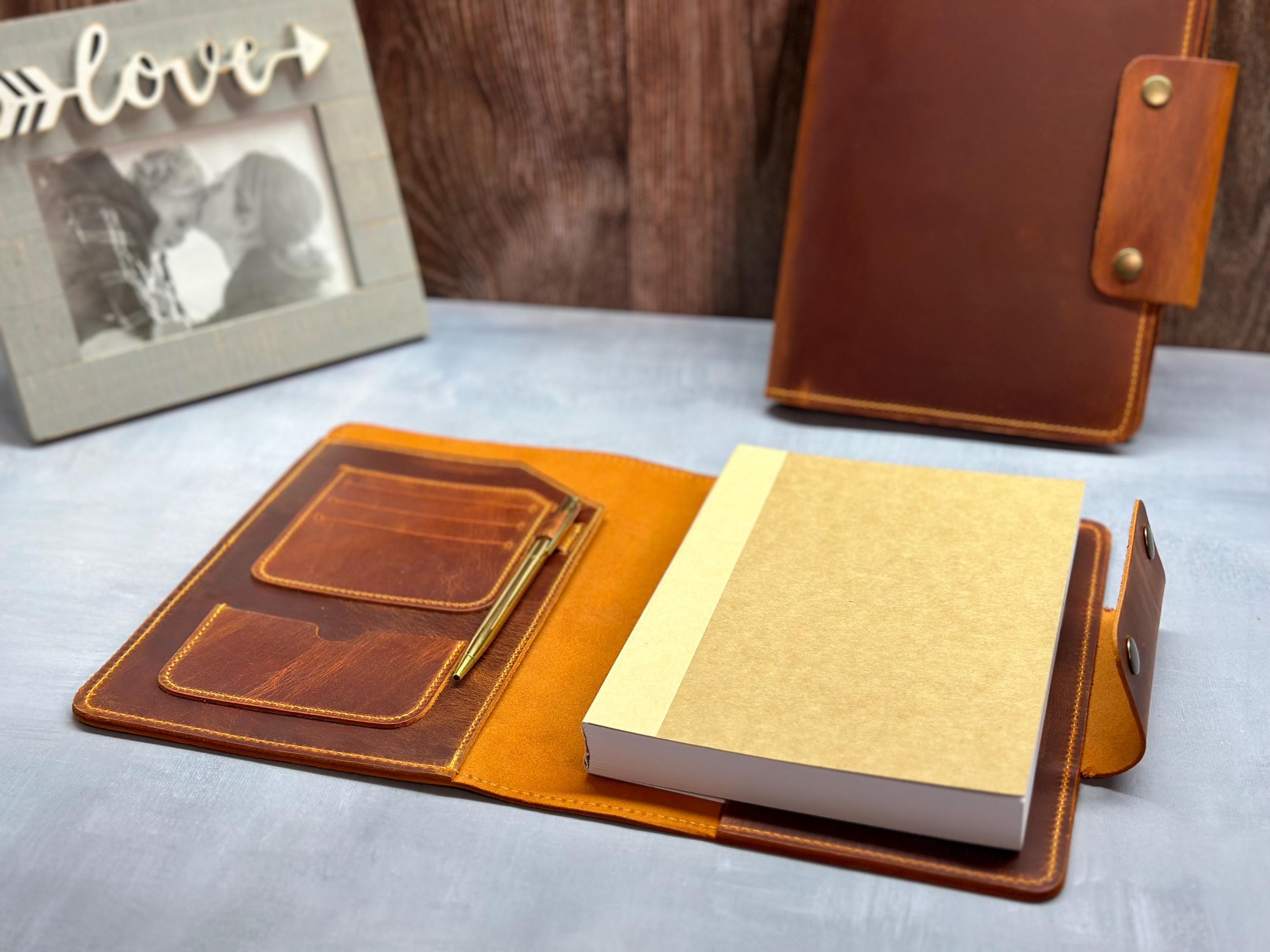 3X Lignt Brown Personalized Refillable Leather Journal lined + inside engraving and with rush express shipping